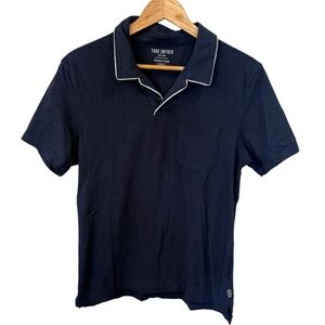 Todd Snyder Montauk Tipped Polo Shirt Size Medium Navy Blue Short Sleeve